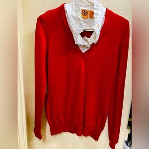 Tory Burch- Red Merino Wool Sweater, M